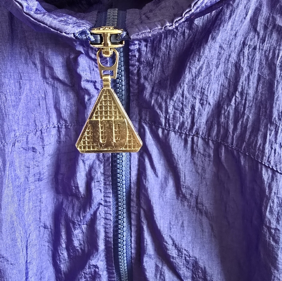 Vintage 90s Wilson Retro Blue Funky Print Windbreaker Full Zip Jacket Large - Picture 6 of 15